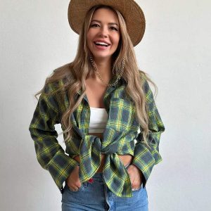 Trendy Dames Geruit Overhemd met Knoopsluiting