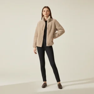 Visconte Dames Plush Winterjas – Zachte Warme Jas met Opstaande Kraag, Elegante Casual Outerwear voor Dagelijks & Formeel